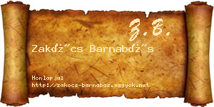 Zakócs Barnabás névjegykártya