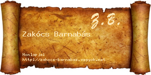 Zakócs Barnabás névjegykártya